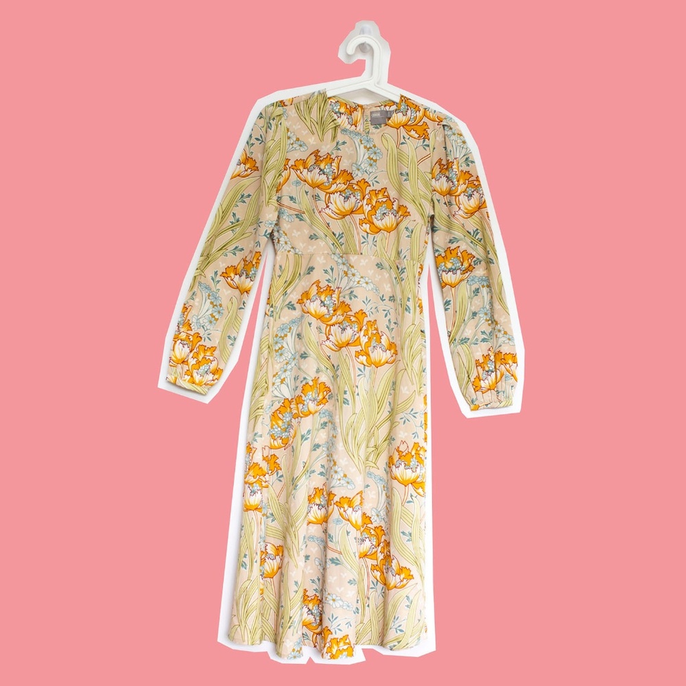 Asos Long Sleeve Floral Midi Dress